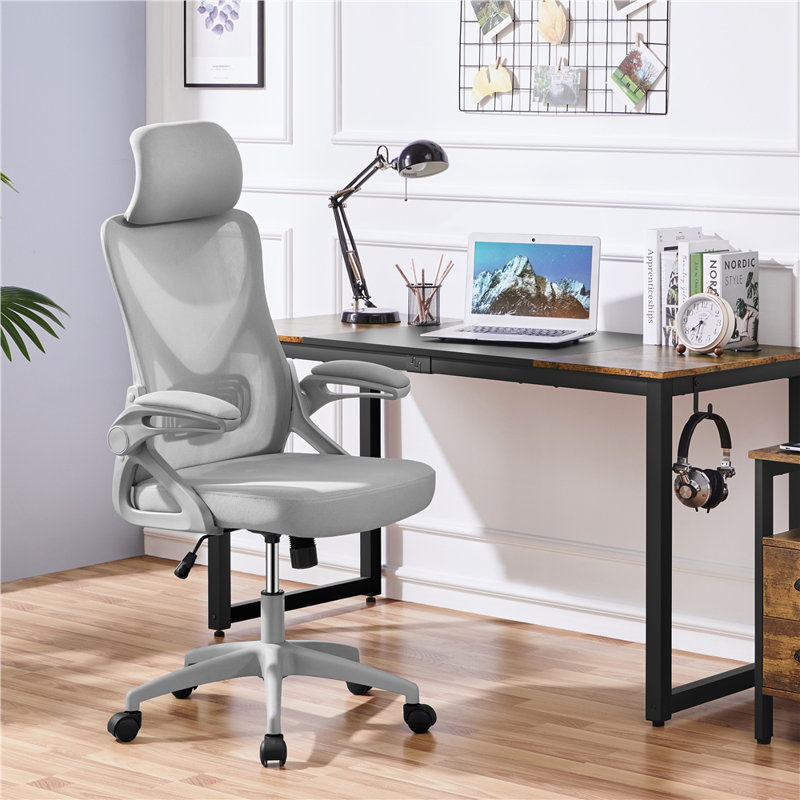 Joyti Ergonomic Task Chair with Headrest and Flip-up Armrest Lumbar, Black, Black