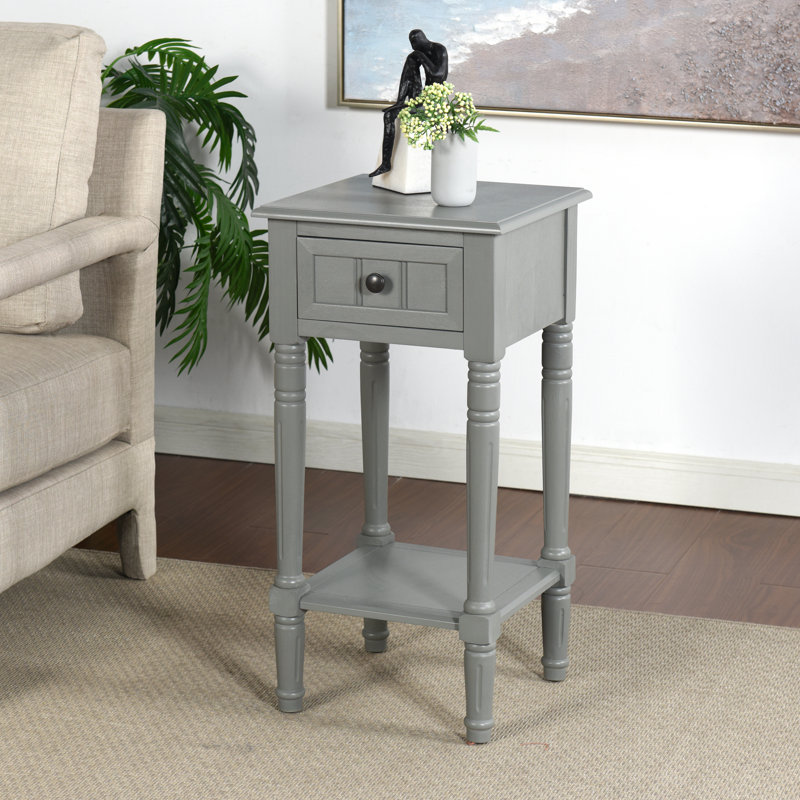 Elboa Collection Accent Table with One Drawer -, Antique Grey