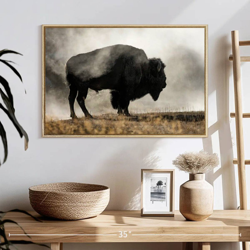 Geyser Basin, Floating Frame Natural Wood, 25" X 17"