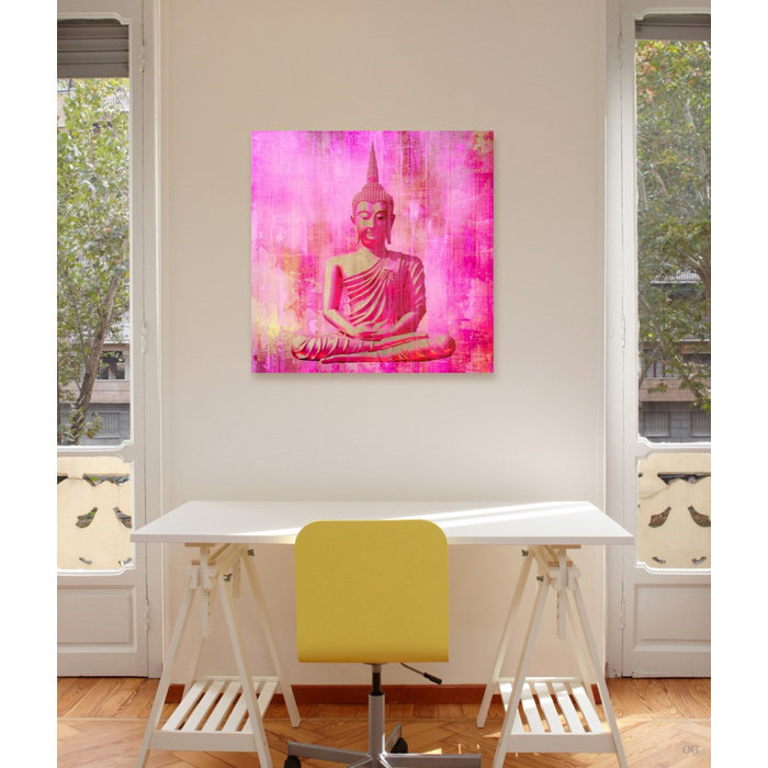 Bouddha rose - impression sur toile tendue, H 40 po x l 40 po x P 1,5 po, Toile tendue