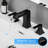 2 Bathroom Faucet 8 Inch Widespread, Black With Ceramic Cartridge And Side For Vanity Contemporary Sink Tap Pop Up Drain