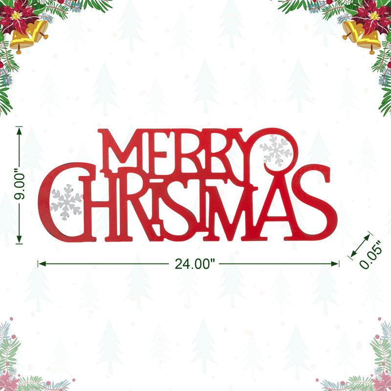 Red Iron Merry Christmas Outdoor Wall Sign