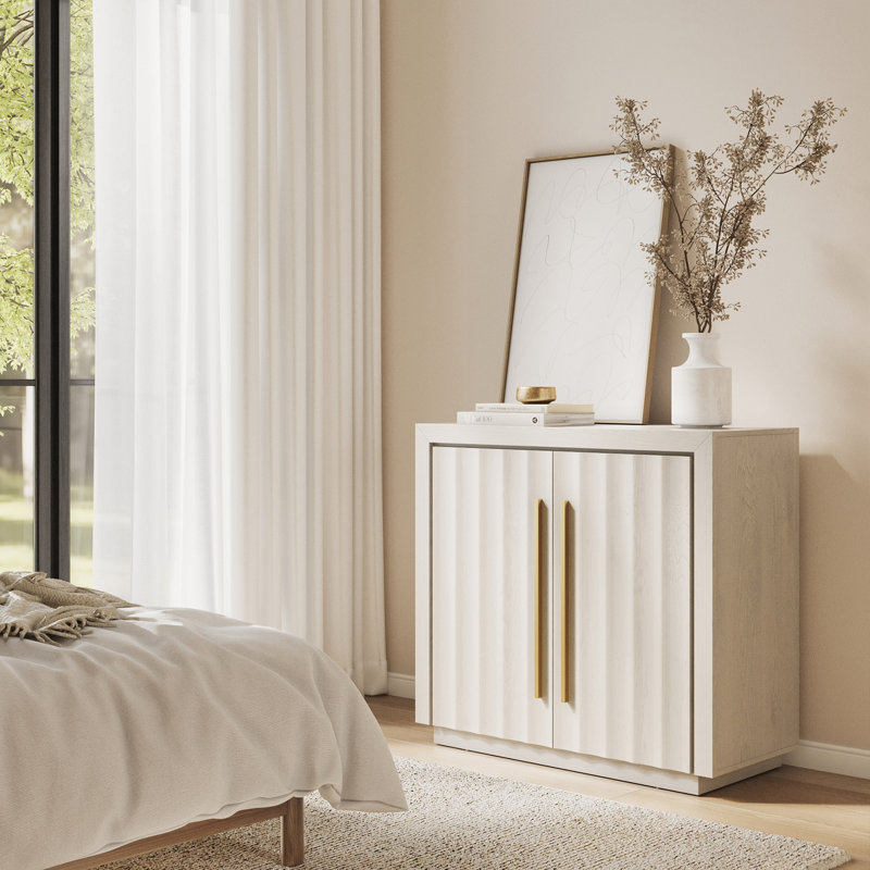 Buffet modulaire avec rangement et tablettes réglables, sable blanc