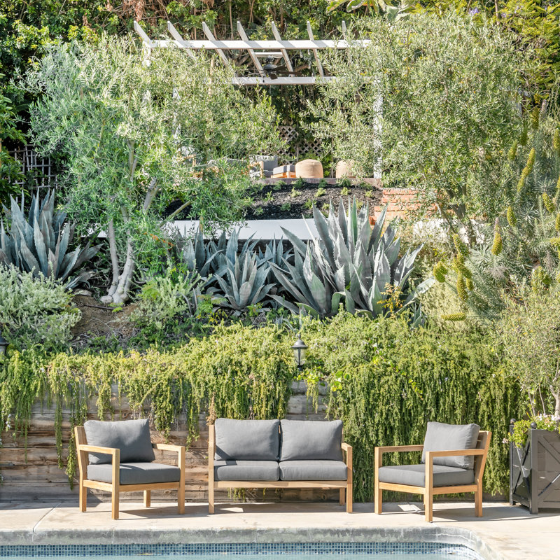 Classic Teak Outdoor Teak Lounge Chair, Charcoal