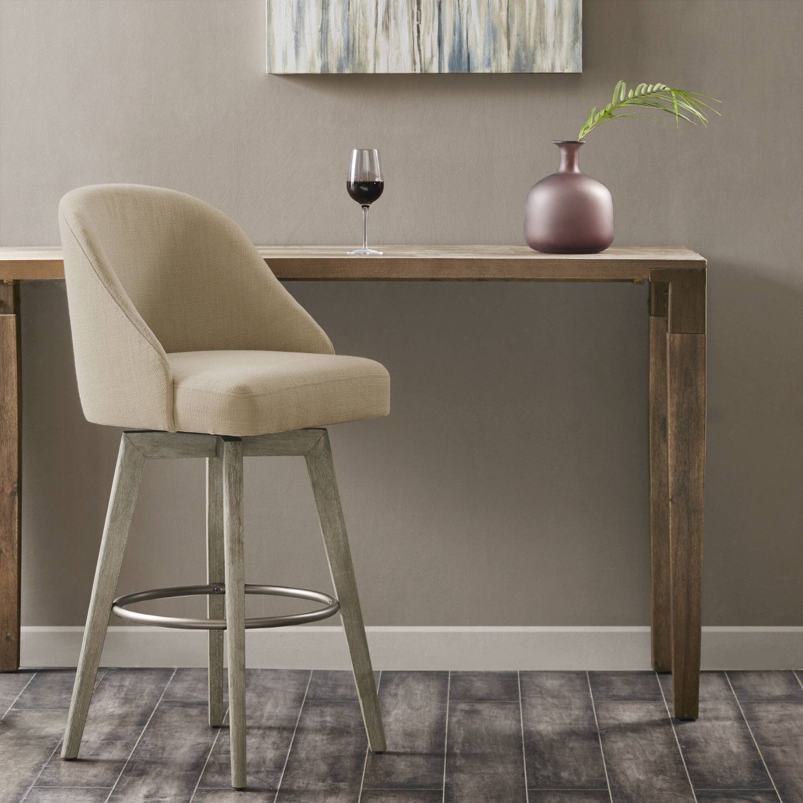 Pearce Swivel Bar and Counter Stool, Sand, Bar Stool (30” Seat Height), 1