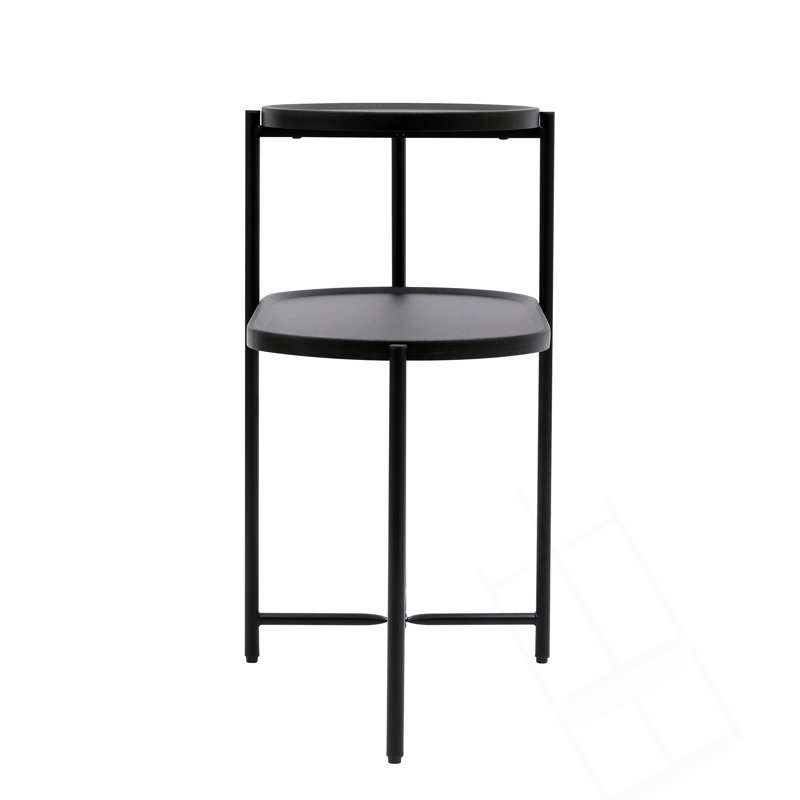 Table d'appoint à 2 niveaux avec canapé de rangement et table de bout en métal pour le salon, 27.75" H x 27.55" W x 13.66" D