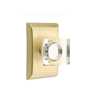 Ensemble de mortaise intérieure Emtek Passage avec rosette Neos et bouton carré en verre moderne (droite)
