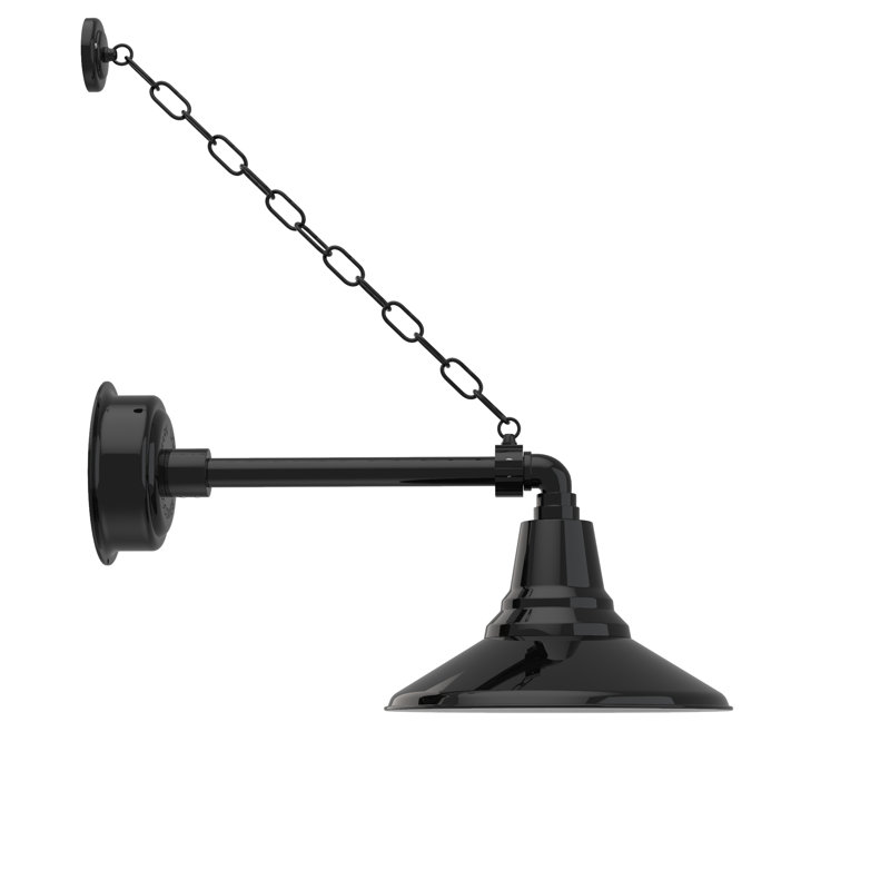 Luminaire de grange d’extérieur à del Albali, H 12 po x l 12 po x P 23 po, Noir