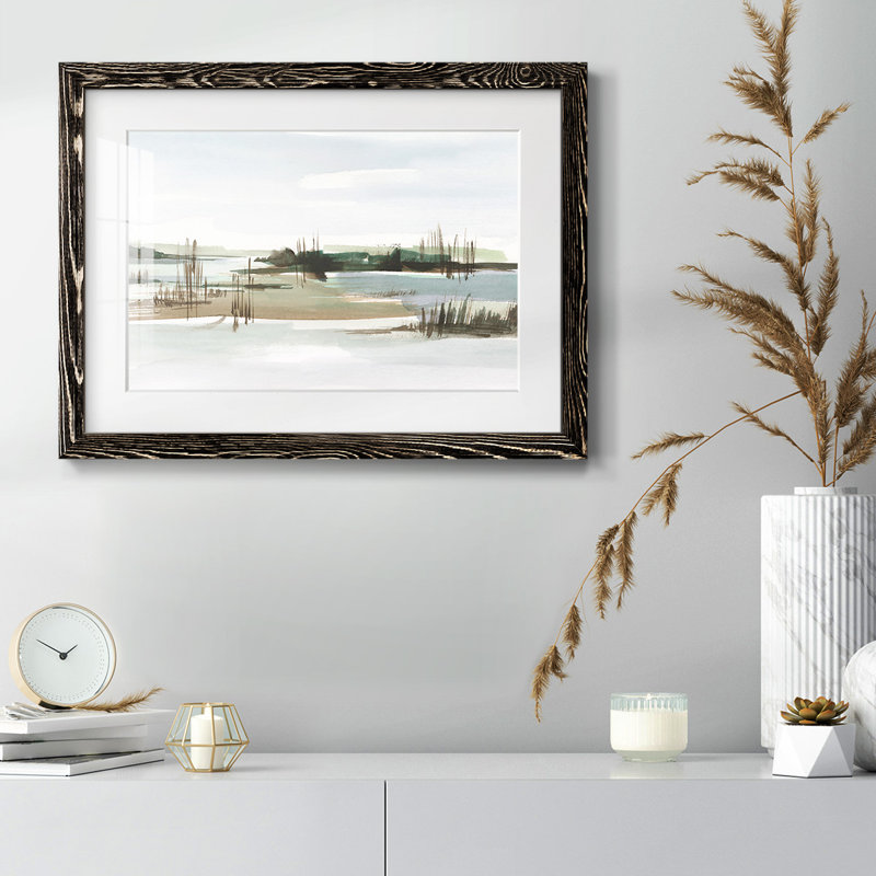 Marsh Reeds I - Art mural mural mat et encadré sous verre acrylique, Noir, H 28 po x l 42 po x P 1,5 po