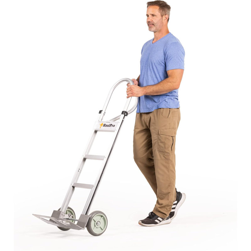 Chariot manuel en aluminium - Poignée à boucle verticale - Pneus en caoutchouc dur de 8 po -