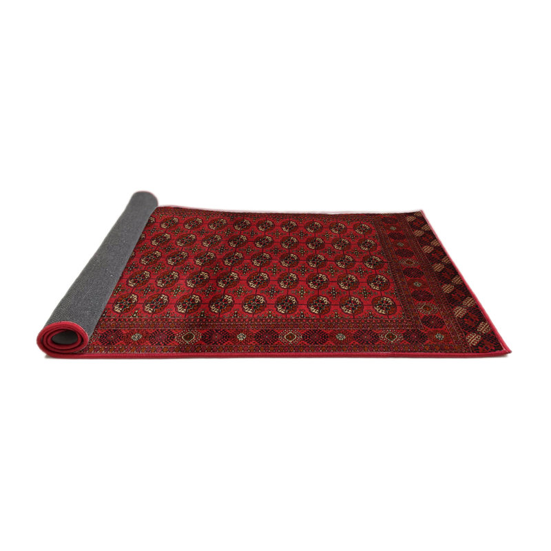 Tapis traditionnel rouge / beige, Rond 4 pi