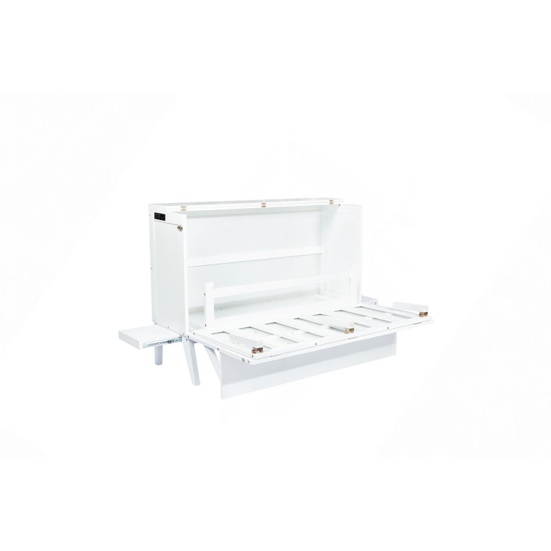 Lit escamotable avec port USB et tablettes amovibles de chaque côté, lit escamotable en pin massif pour bureau personnel, chambre d'amis