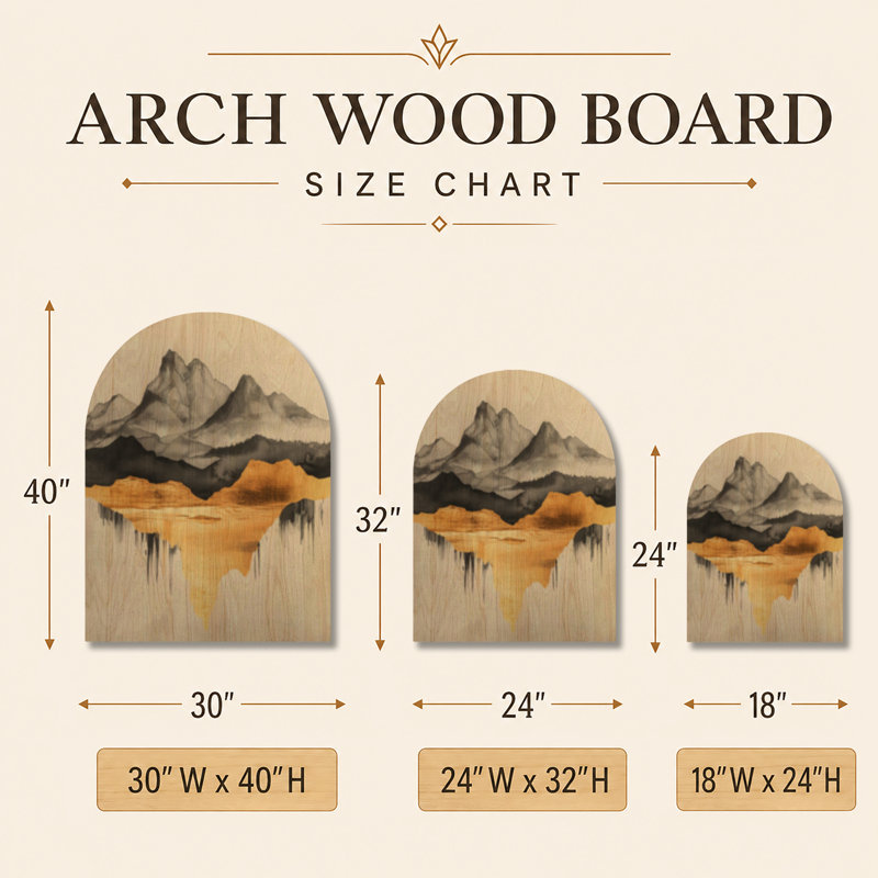 Décoration murale arquée en bois Mountain Mirage in Ink and Gold I, H 24 po x l 18 po, Arche
