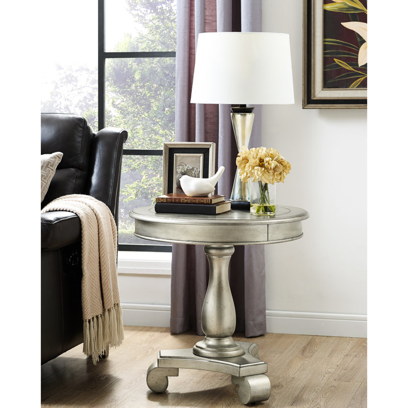 Table d'appoint en bois avec finition champagne - pratique et élégante, 26 po de diamètre d'aspect élégant,