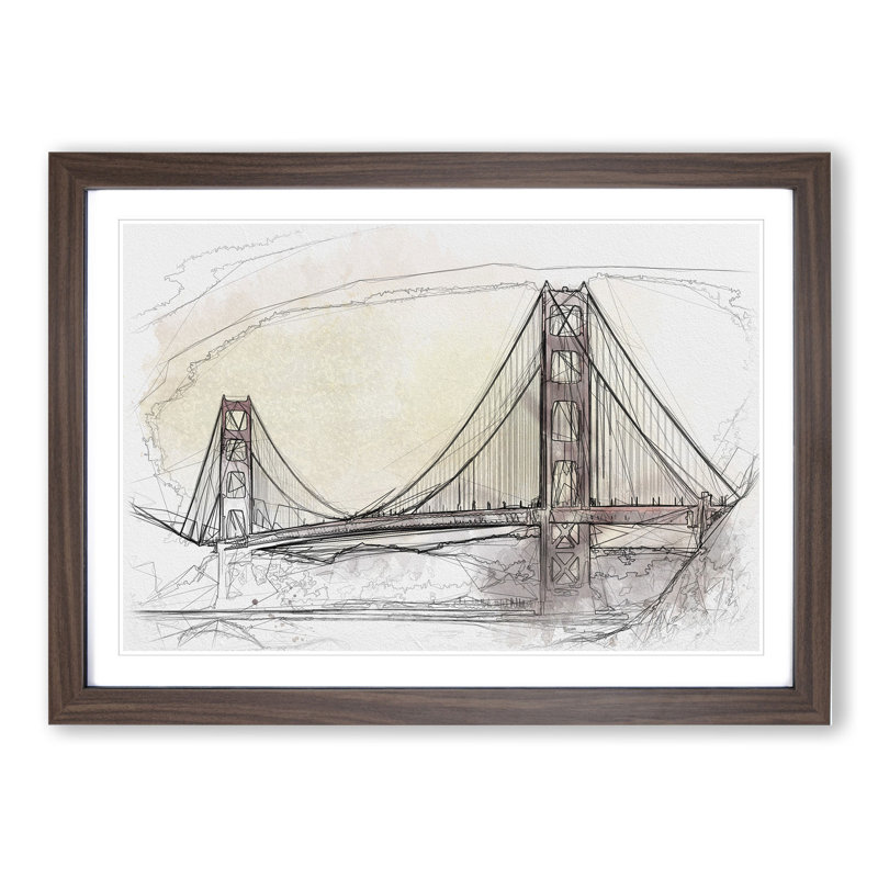 Golden Gate Bridge Vol.3 - Picture Frame Painting, 27cm H x 36cm W x 2cm D, Walnut Framed