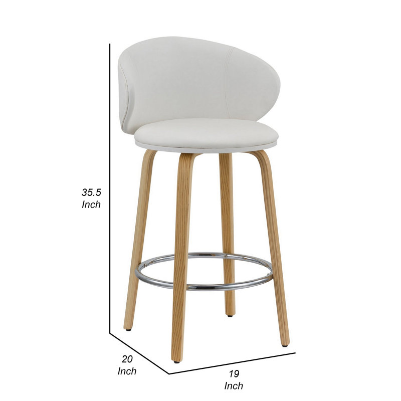 Tabouret en polyuréthane 26 po, Bois / Argent, Blanc