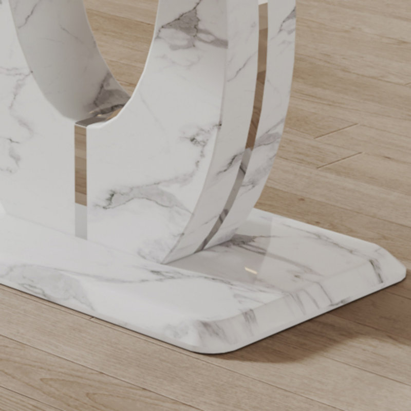 Modern Faux Marble Rectangular Dining Table With Pedestal Base