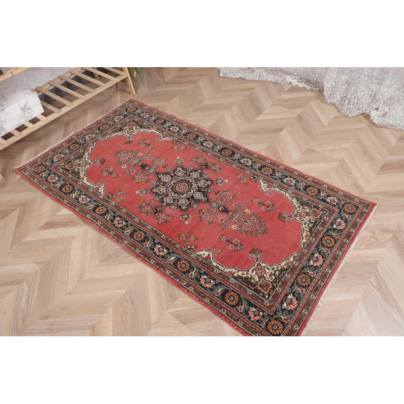 Tapis classique rouge turc Anatolian idéal pour les vestibules et les salons