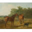 "Deux chevaux et un lévrier dans un paysage" par Jacques-Laurent Agasse - Art mural sur toile tendue avec châssis-266026449