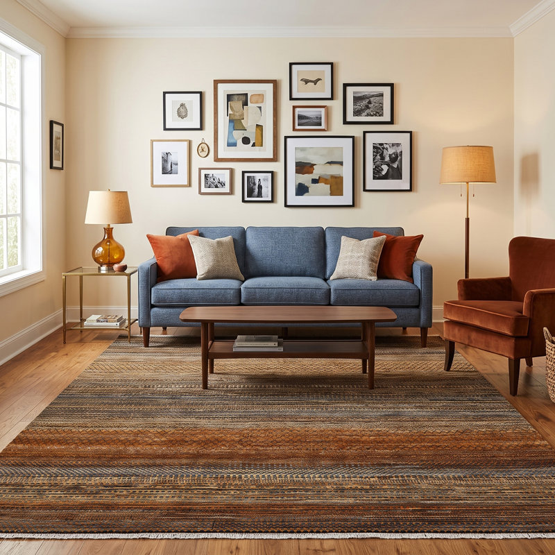 Legacy Ombre Geometric Striped Hand-Knotted New Zealand Wool Area Rug