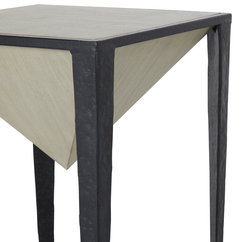 Elway Black and White Square Wood Metal End Table