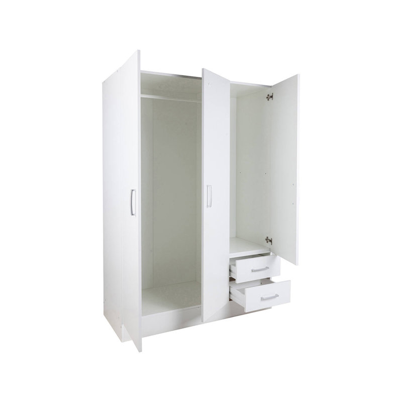 3 Door Manufactured Wood Wardrobe, White