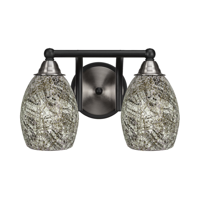 Michell 2-Light Bath Bar, Matte Black/Brushed Nickel, Natural