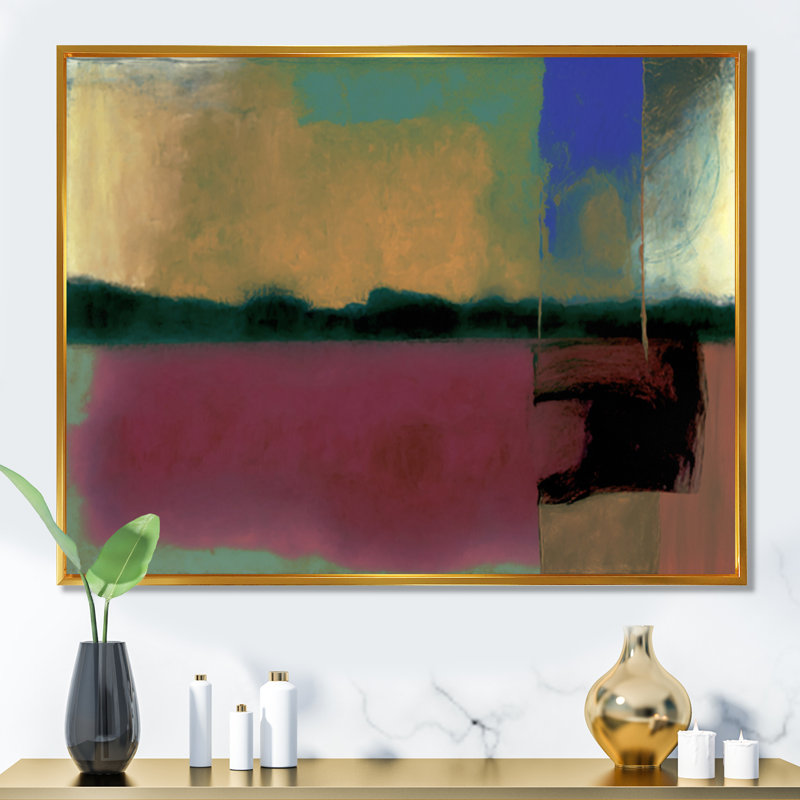 «Blue Sky Above Redend Point V», art mural abstrait sur toile, L 32 po x H 24 po, Cadre flottant doré