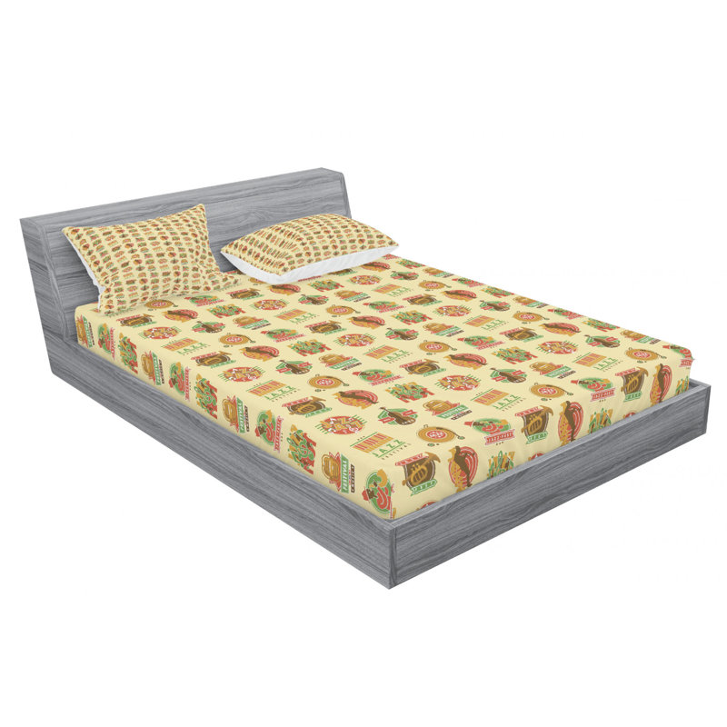 Microfiber Fitted Sheet, Full/Double Fitted Sheet with 2 Pillowcases