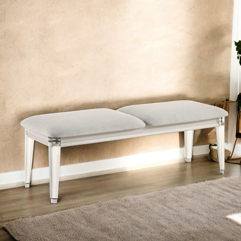 Banc à finition grise et blanche - fabrication en bois d'hévéa de 18 po de profondeur