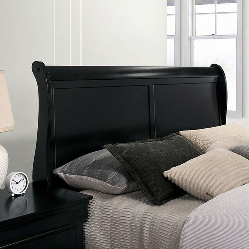 Lit-lit simple en bois massif de 1 lit Phillipe, Lit double