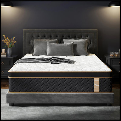 Matelas hybride moelleux de 10 pouces avec mousse viscoélastique imprégnée de gel, matelas sans fibre de verre dans une boîte, ressorts ensachés individuels, isolant de mouvement et support de bord, certifié Certipur-US