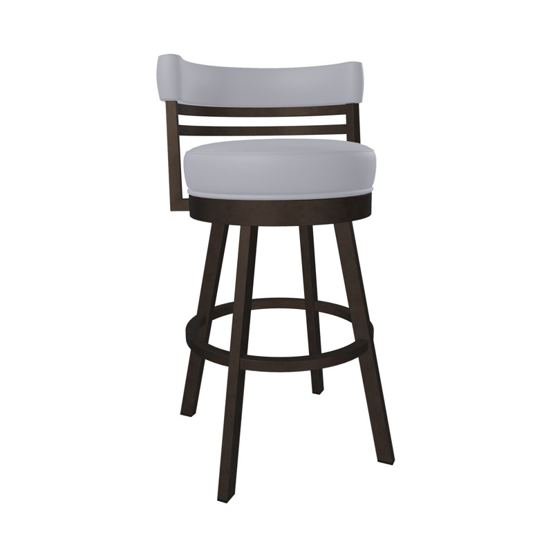 Tabouret de bar et de comptoir Aureliana, Tabouret de bar (siège d'une hauteur de 30 po), Similicuir gris clair, Brun foncé