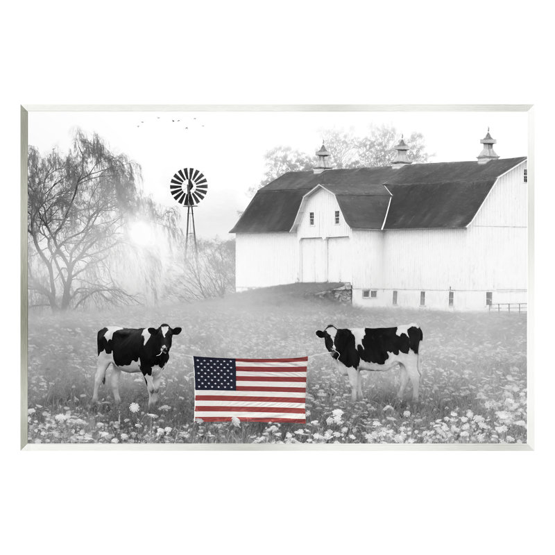 "Americana Barn Country Cows", art mural sur toile par Lori Deiter, H 10 po x l 15 po x P 0,5 po, Bois