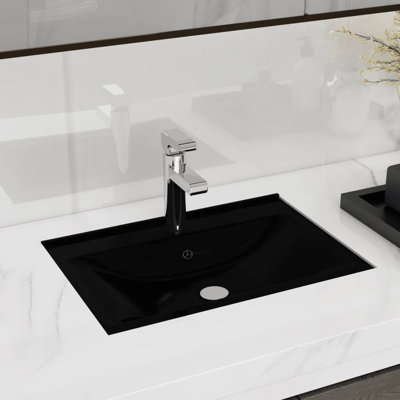 Belfry Bathroom Rolen 465mm L Ceramic Rectangular Sink with Overflow