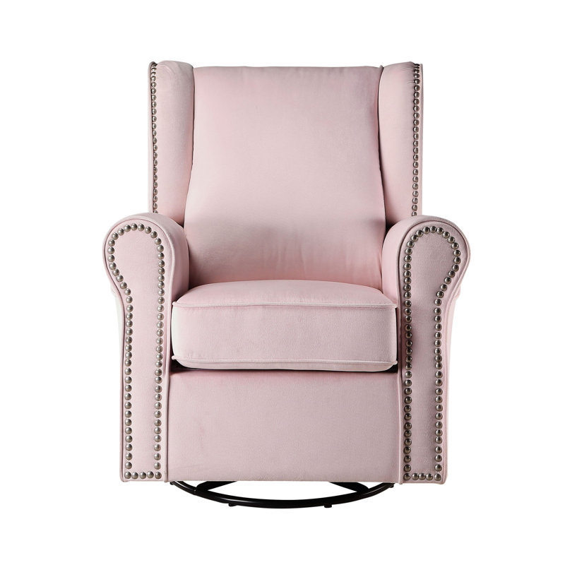 Élégante chaise rose avec housse amovible et garniture cloutée - pour le salon, planeur polyvalent qui s'adapte à l'espace
