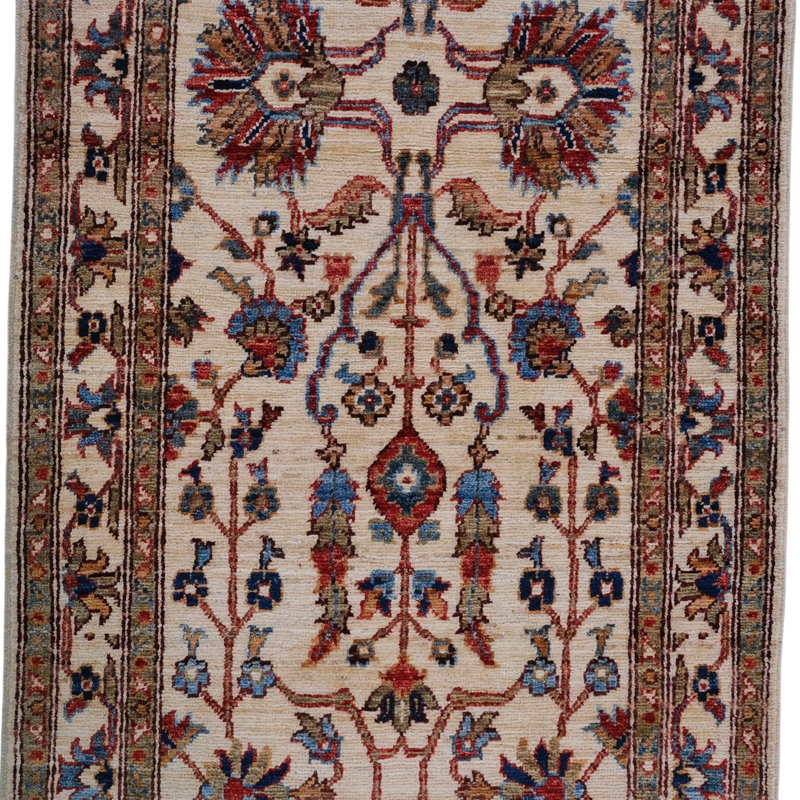 Hand Knotted Wool Area Rug in Beige