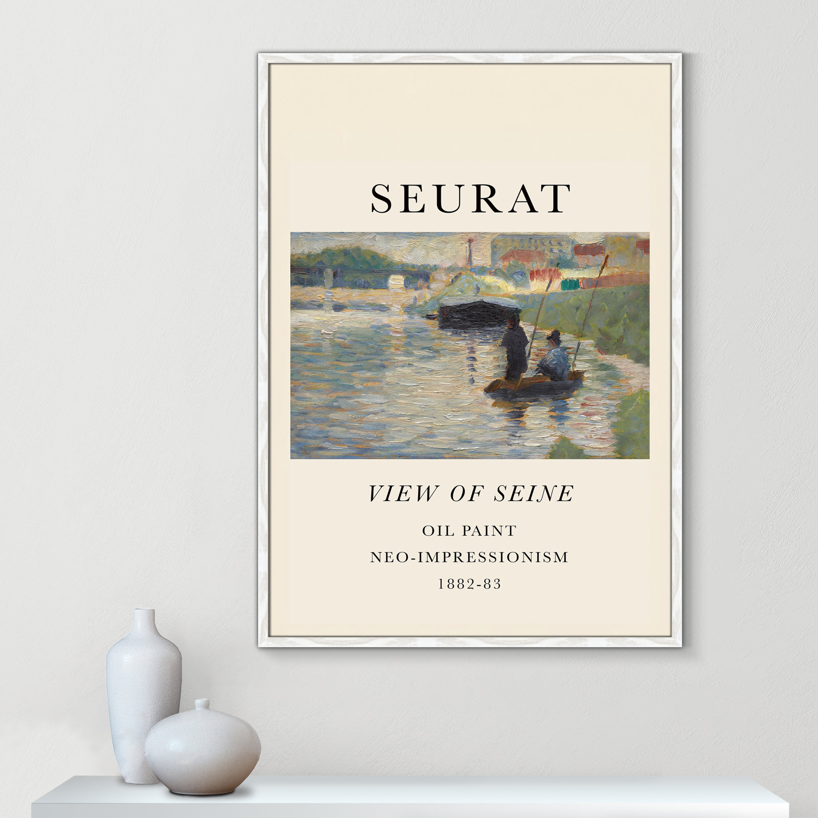 View Of Seine by Georges Seurat, No, White Single Picture Frame, 41.5" H x 29.5" W x 0.75" D