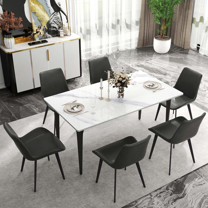 Ensemble de table de salle à manger 6 pièces 6 pièces avec chaises d'appoint en similicuir et ensemble de salle à manger 7 pièces