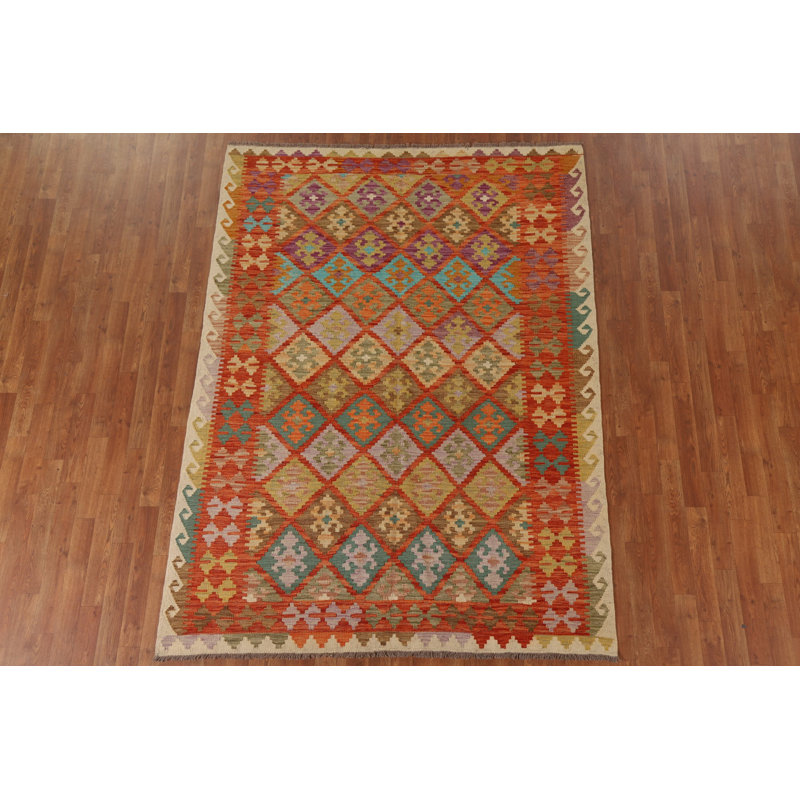 Tapis oriental coloré et réversible kilim 6 x 8