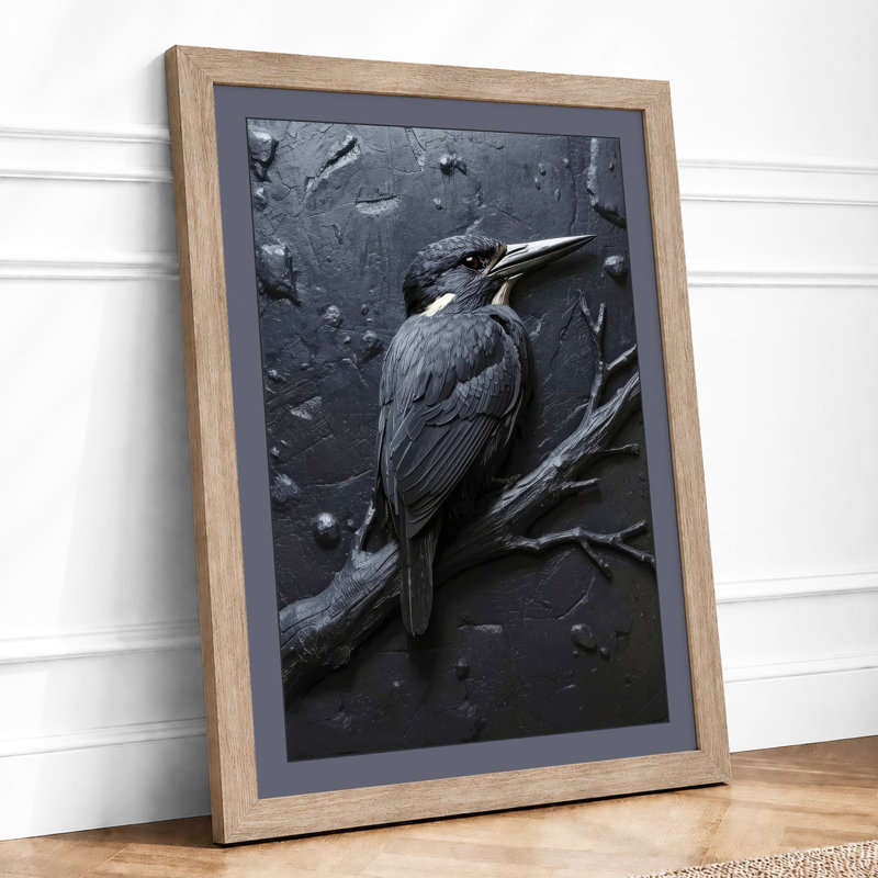 Solitary Heron Japandi - Print, A2 - 59.4 x 42.0 cm, Oak