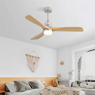 Ventilateur de plafond 52 pouces avec moteur à courant continu réversible à 3 vitesses et 3 lumières à DEL à intensité variable pour la chambre à coucher