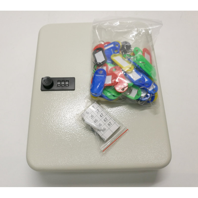 Armoire de rangement murale à clés sécurisée Fixturedisplays® avec clés et code à combinaison à 3 chiffres, boîte grise 15123