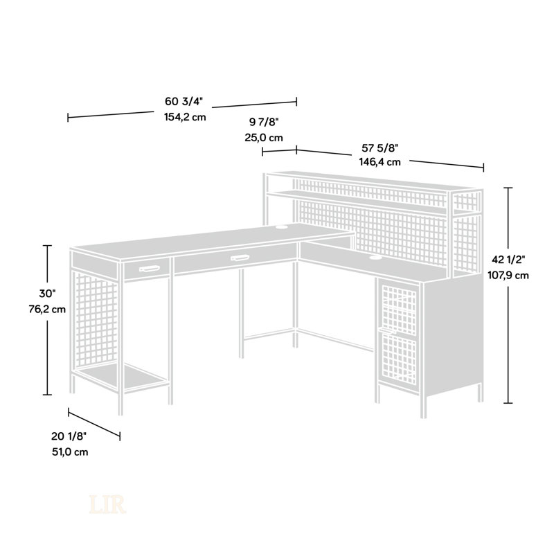 Bureau en L, finition brune