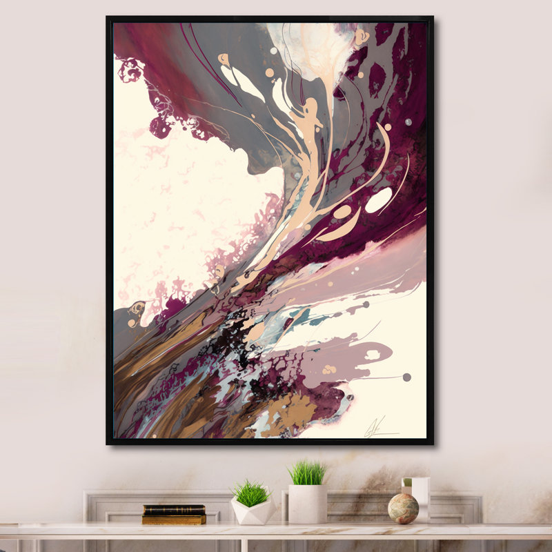 " Celebration In Raspberry Blush II ", 30" W x 40" H, Gold Floater Framed Canvas