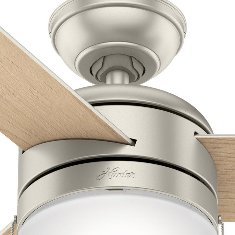 42" Acumen 3 - Blade LED Standard Ceiling Fan with Pull Chain and Light Kit Included, Matte Nickel