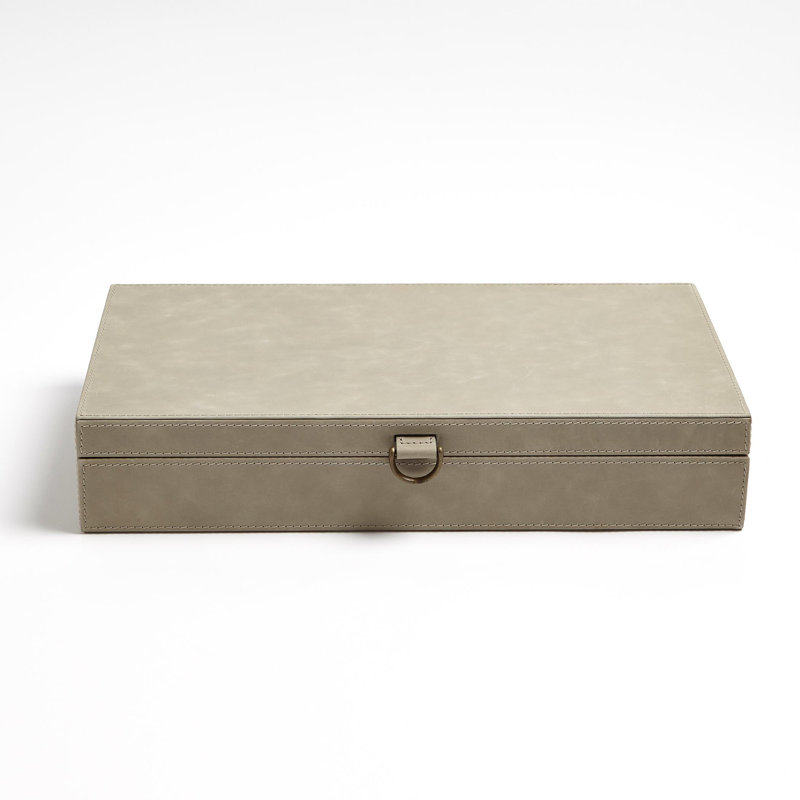Boîte à bagues en cuir marbré, Gris clair, H 3,25 po x l 9 po x P 17 po