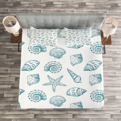 Abrahim Petrol Blue/White Microfibre Bedspread Set