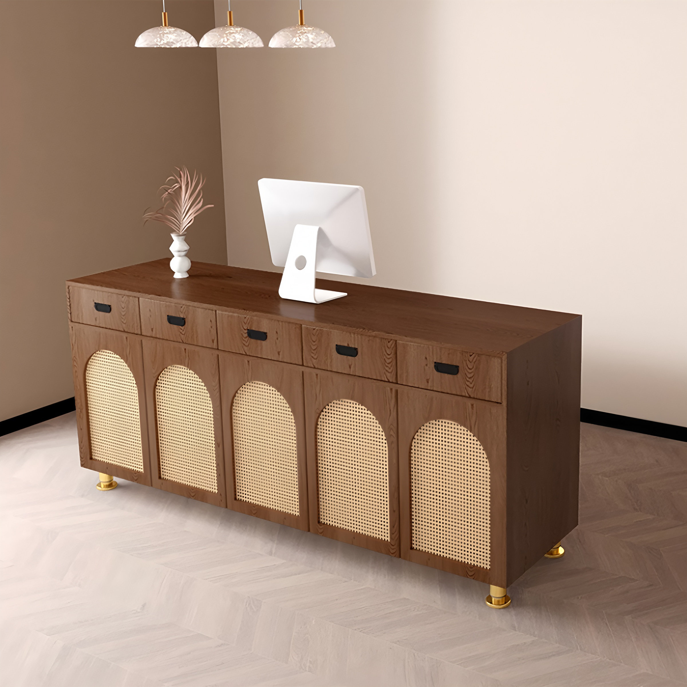 SINNOG Minimalist Retro Brown Cashier Desk - Wayfair Canada