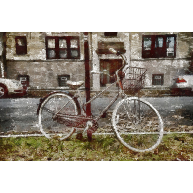 Painted Bike On Street - Wrapped Canvas Art Prints, 30cm H x 46cm W x 3.8cm D